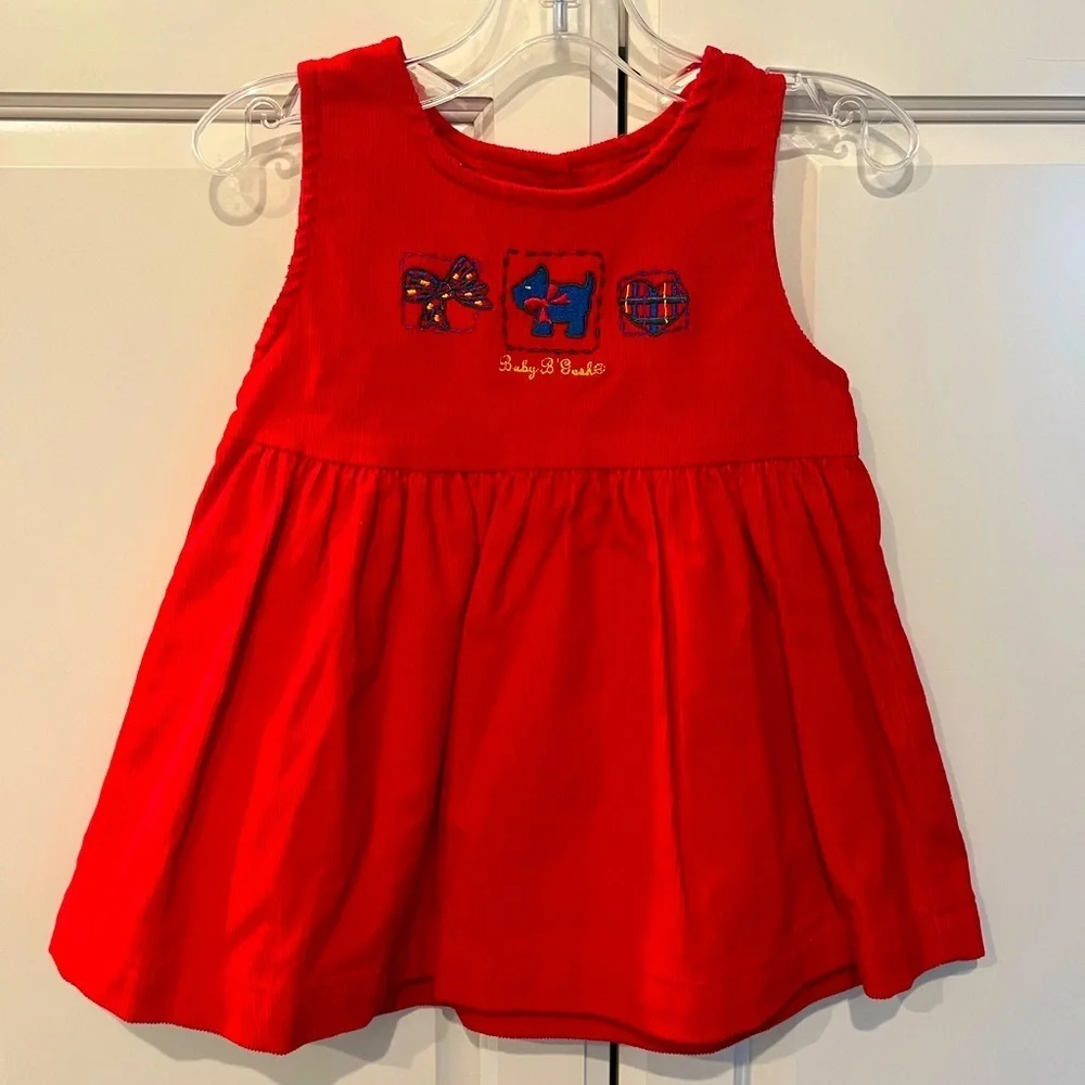Rare! Vintage OshKosh B Gosh  Scottie Dog Dress  Corduroy Dress 18 months